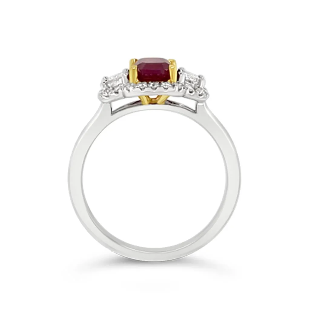 Irisa by Martin Binder Unique Ruby & Diamond Three Stone Ring