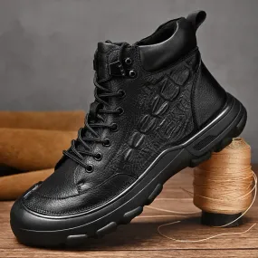 Men's Elegant Lace Up Textured Vegan Leather Shoes  | All-Season Eco-Friendly Materials
