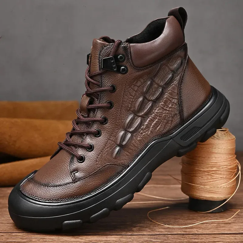 Men's Elegant Lace Up Textured Vegan Leather Shoes  | All-Season Eco-Friendly Materials